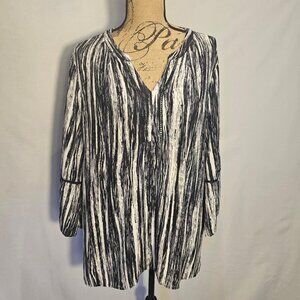 Gloria Vanderbilt Womens 3/4 sleeve Balck & White Blouse Size 3X